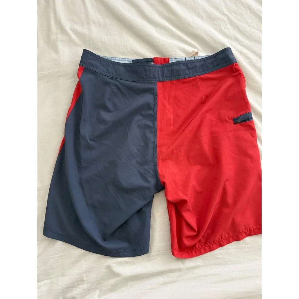 Fair Harbor Mens Board‎ Shorts Red Navy Blue Colorblock Swim Trunks Size 30